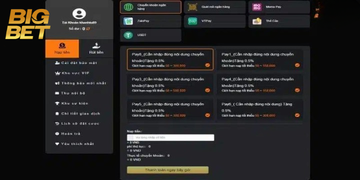 Nạp Tiền Bigbet88